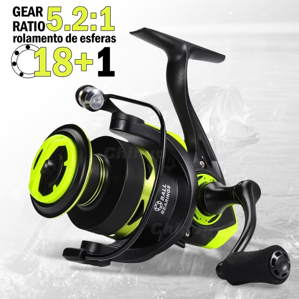 Molinete De Pesca Carretel De Pesca 5.2 : 1 Giratório 1000-7000 Com Cabo EVA Amarelo Escuro,.