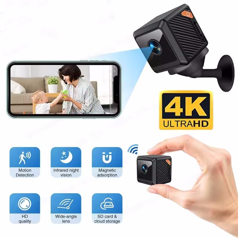 Mini Câmera Magnética Forte 4K Sem Fio WiFi Monitor Do Bebê Detecção De Animais De Estimação Segurança Em Casa Visão Not