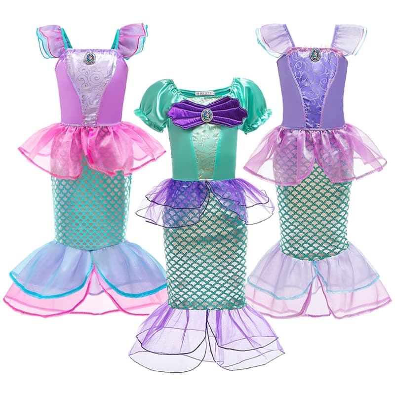 Sereia Ariel Princesa Vestido Meninas Cosplay Crianças Carnaval Festa De Aniversário Traje 3-10 Anos