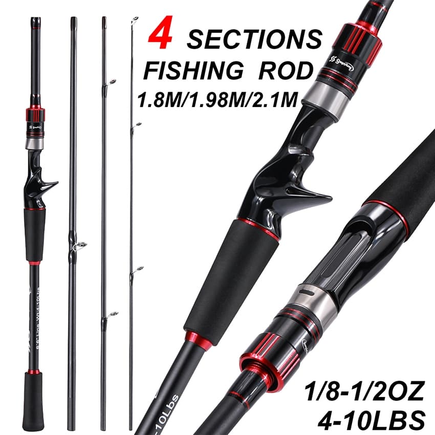 Sougayilang Vara De Pesca Para Viagem , 4 Seções , Portátil , Giratória-10lbs , Leve Em Água Salgada Doce