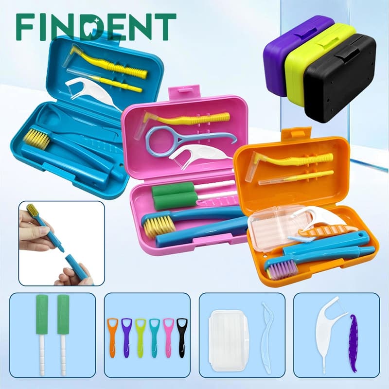 Novo Kit De Cuidados Bucais Portátil De Venda Quente Com Escova De Dentes Dobrável , Interdental De Cera Ortodôntica Lín