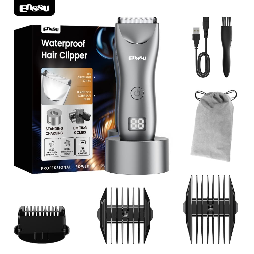 Aparador de Pelos Masculino à Prova d’Água Corpo e Íntimos, Peito Costas Virilha, Base USB Tipo-C
