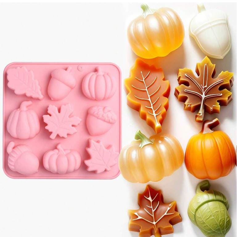 1 Pçs Molde De Silicone Outono De Halloween-Formas De Abóbora 3D , Folha De Bordo E Bolota Para Toppers De Cupcake , Coz