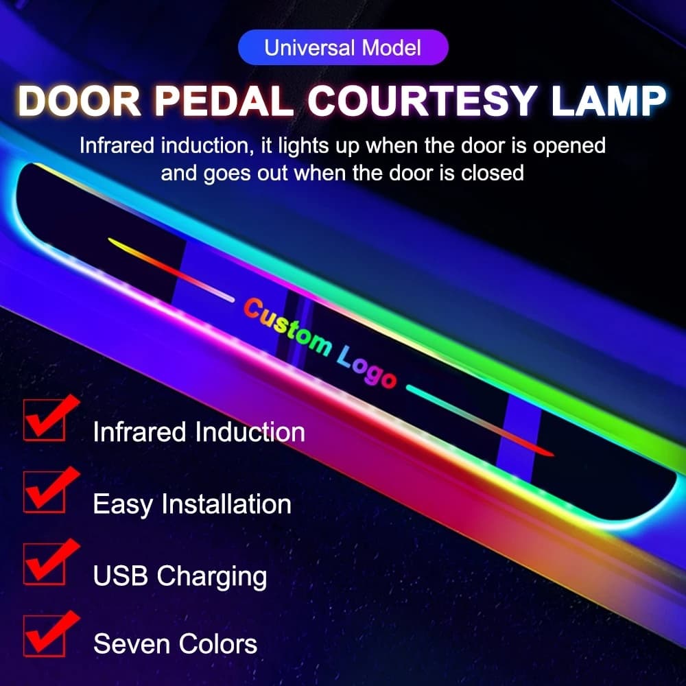 Luz De Chama Personalizada Porta Do Carro Iluminado Peitoril Logotipo Lâmpada Projetor Usb Potência Sem Fio Led Rgb Bem-