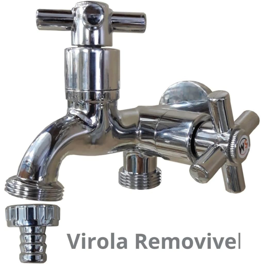 Haosin Torneira Dupla para Tanque com 2 Saídas e 1/4 de Volta Conexão para Máquina de Lavar e Uso Geral