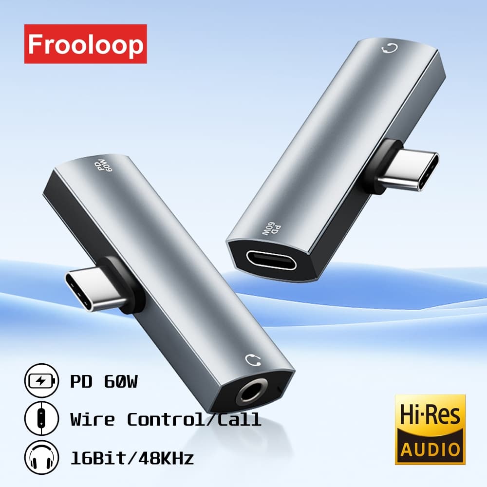 Adaptador DAC USB C Para Conector De 3.5 Mm PD 60W Tipo Conversor Auxiliar De Áudio