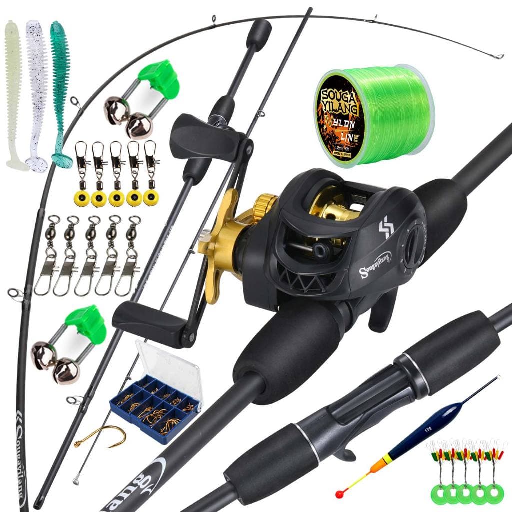 Conjunto De Pesca De Fundição Sougayilang 1.8M 5-10LB Vara 7.2 : 1 Carretel 4 Cores