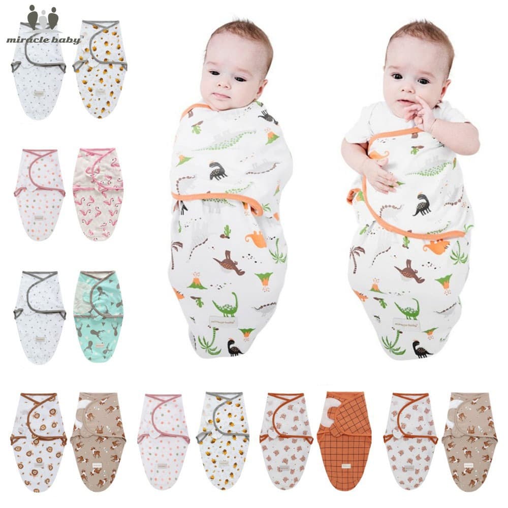 Kit 2 Miracle baby Cueiro Swaddle Ajustável com Velcro | Charutinho para Bebê Recém-Nascido |100% Algodão | 0-6 Meses