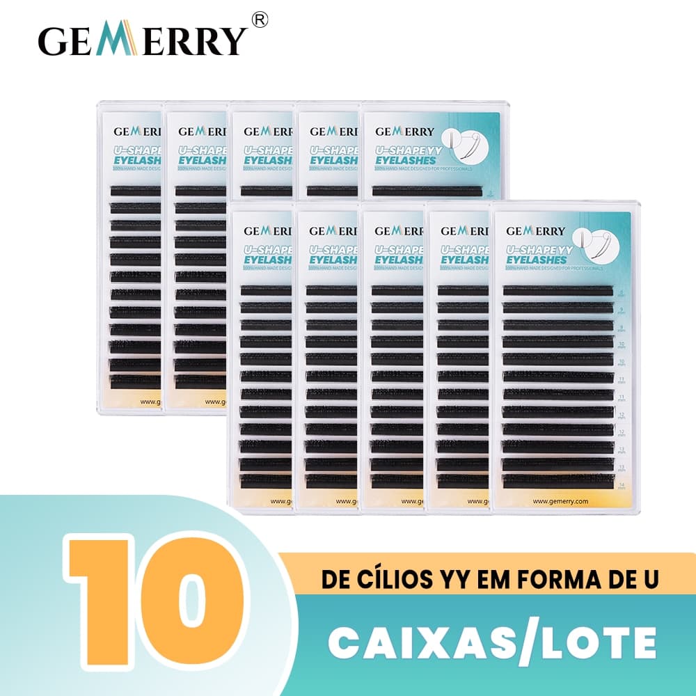 GEMERRY Cílios Atacado 10 Pcs U Forma YY 3D 4D 5D 6D 7D 8D Cílios Postiços Naturais Cilios Para Extensão