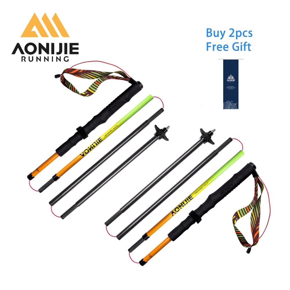 AONIJIE E4204 Bastões De Trekking De Fibra De Carbono Caminhada Dobráveis Ao Ar Livre Para Mulheres E Homens