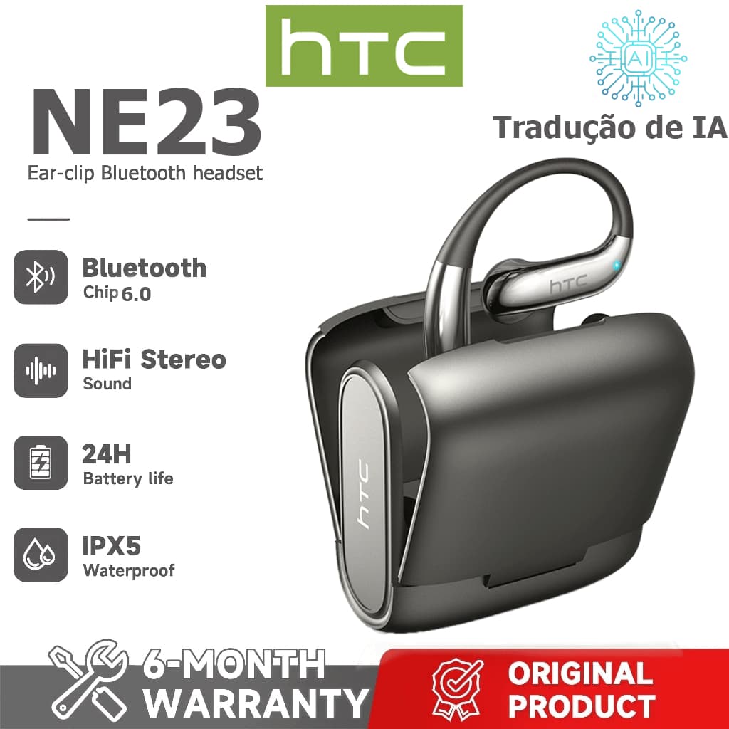 HTC NE23 AI Tradução Headset Tradução em tempo Real TWS Fone de ouvido Bluetooth Bluetooth 6.0 HiFi Qualidade de som IPX