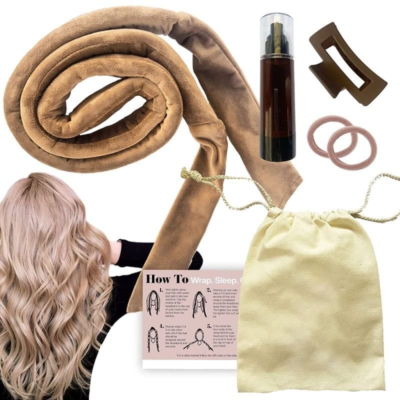 Sem Calor Curling Headband Do Cabelo Overless Heatless Cachos Naturais Peruca Fita De Preguiçoso Curls Envoltório Kit Para Longo Inclui Bonus Frasco De Spray Ar