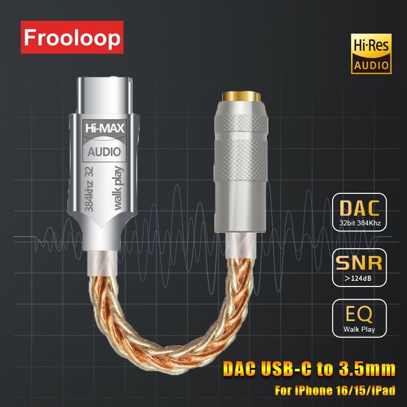 Adaptador De Entrada USB Tipo C Para 3.5mm-Conversor Aux De Áudio EQ Walk Play Mouse Cauda 32 Bits 384 KHz