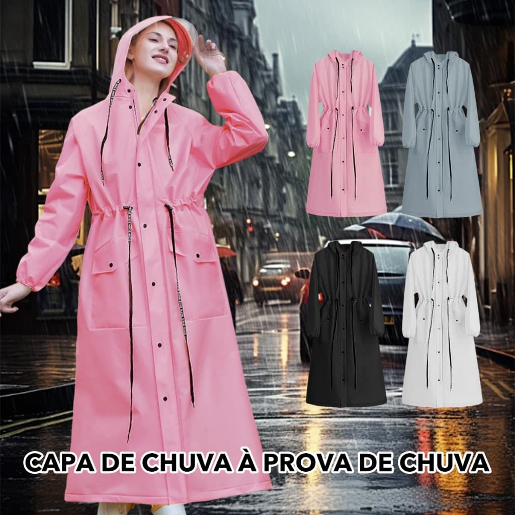 Capa de Chuva Longa Feminina para Moto  Impermeável, Proteção de Corpo Inteiro para Motociclista