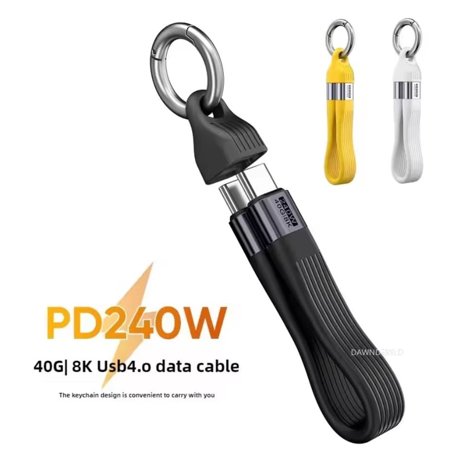 Chaveiro 240W 40Gbps USB4 Curto USB C Para Cabo De Carregamento Rápido Type Transferência De Dados 8K Extensão De Carga