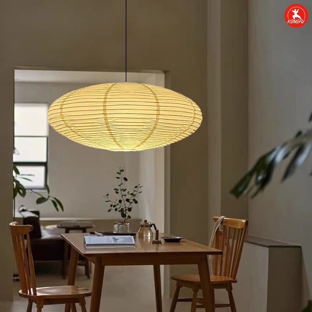 Luminária Pendente LED Papel Wabi-Sabi, Luminária de Teto Elegante Art Deco 50cm/60cm Para Decoração de Casa