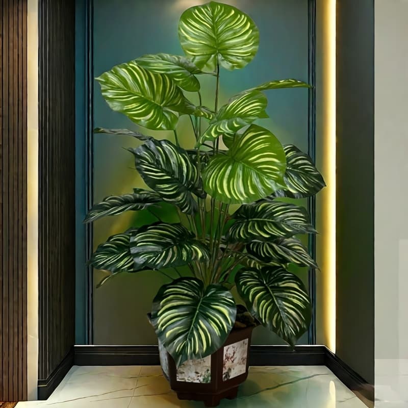 18Folhas Planta Artificial Palmeira Areca Real Toque Árvore artificial para decoração de casa 70 cm 18Folhas vivao