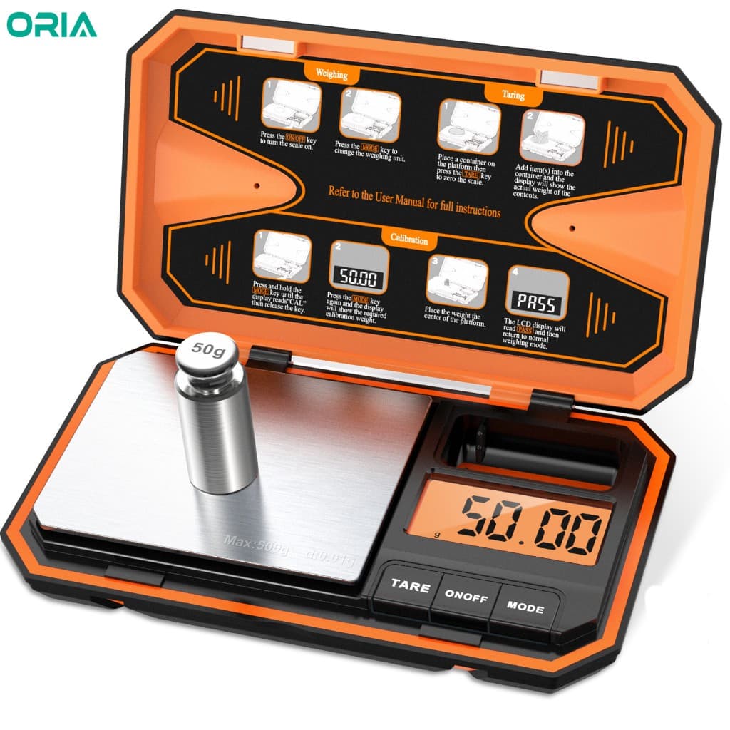 ORIA 500g/0.01g Balança Digital Mini De Bolso Para Pesagem De Joias E Alimentos