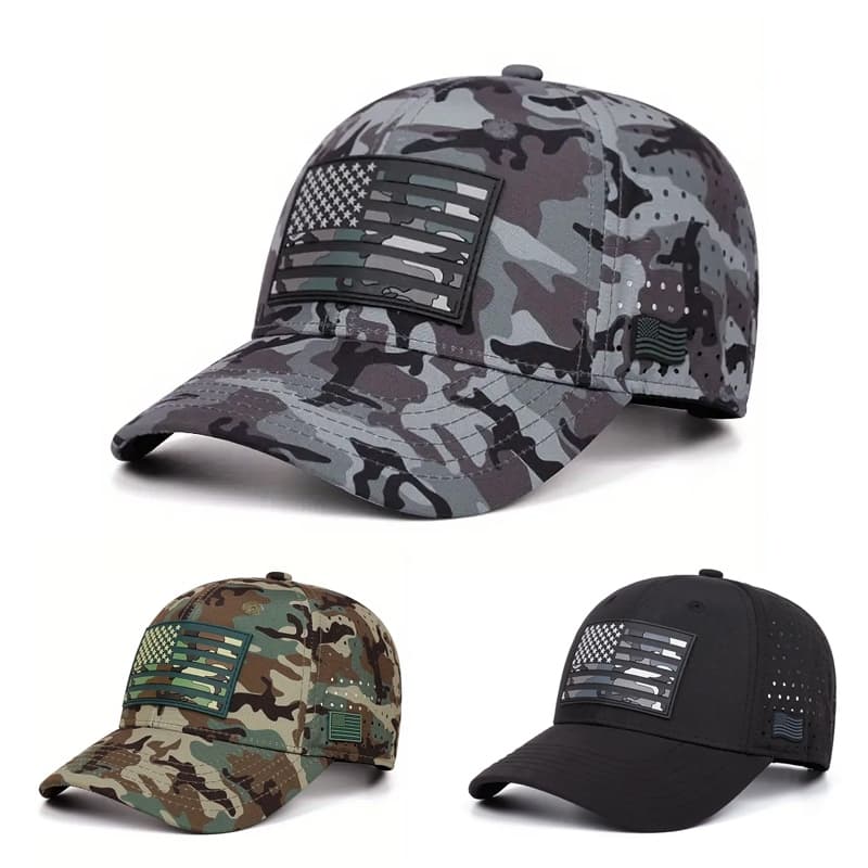 Boné Camuflado Da Moda Para Homens , De Beisebol Com Bandeira Americana , Esportes Ao Ar Livre Viseira Solar