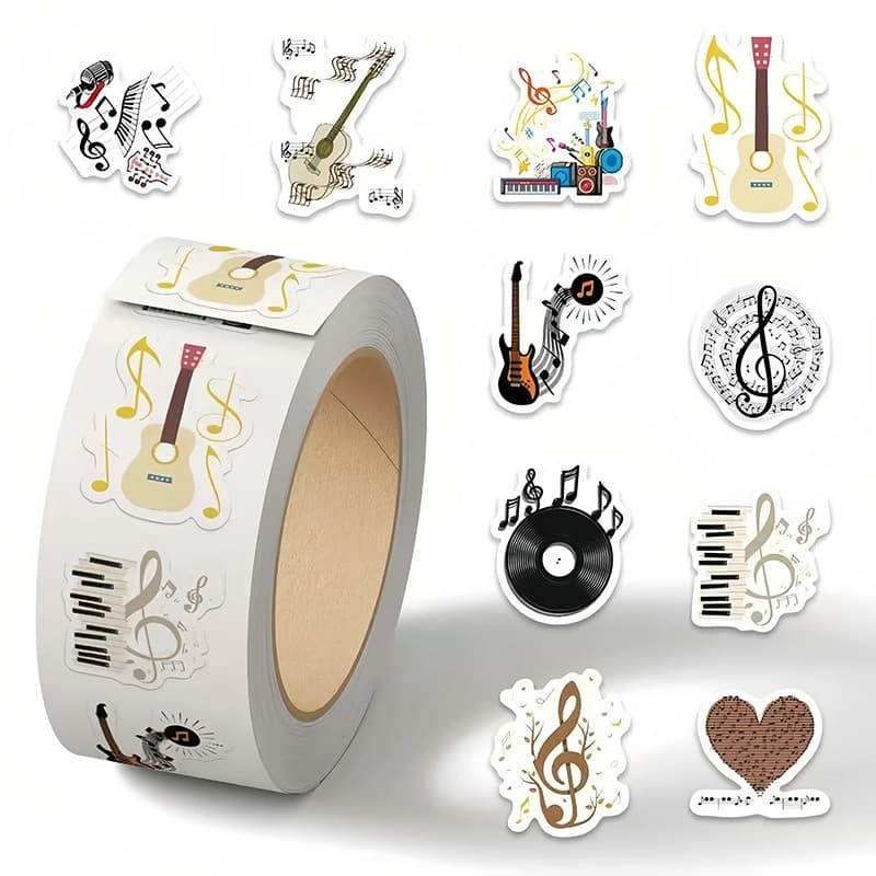 ✨ Adesivos De Notas De Instrumentos Musicais De Desenhos Animados-Conjunto De 500 Criativos DIY Decorações De Diário Cap