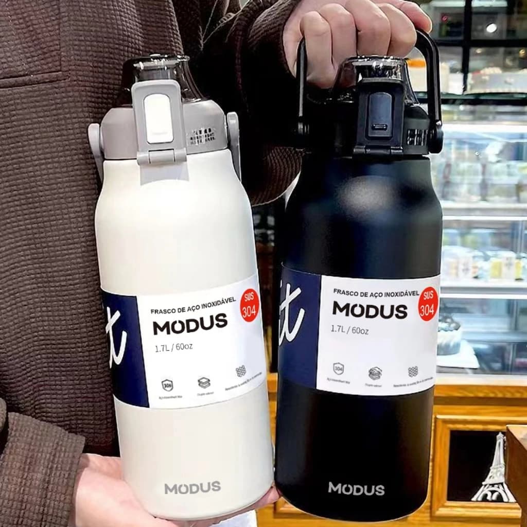 Garrafa Térmica De Viagem Inox 1700ml Com Isolamento A Vácuo Água Para Café Água Com Alça