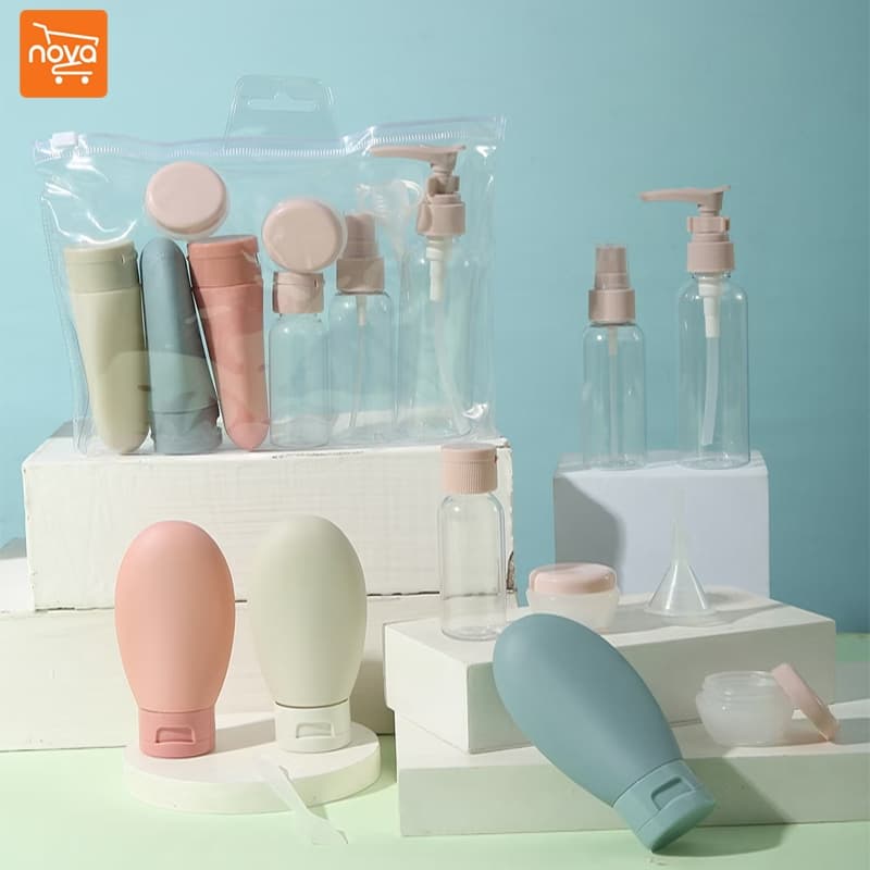 Kit 11 Frascos De Higiene Pessoal Recipientes Cosméticos Porta Shampoo Cremes Pote Spray Para Viagem