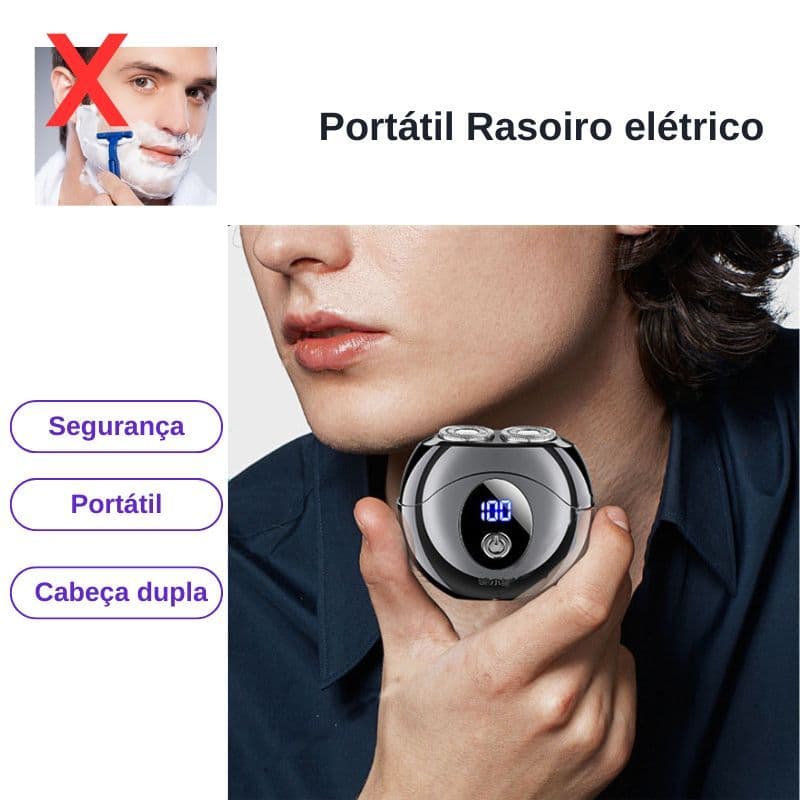 Barbeador Elétrico Recarregável Máquina De Barbear Masculina Elétrica Sem Fio Aparador De Barba IPX6