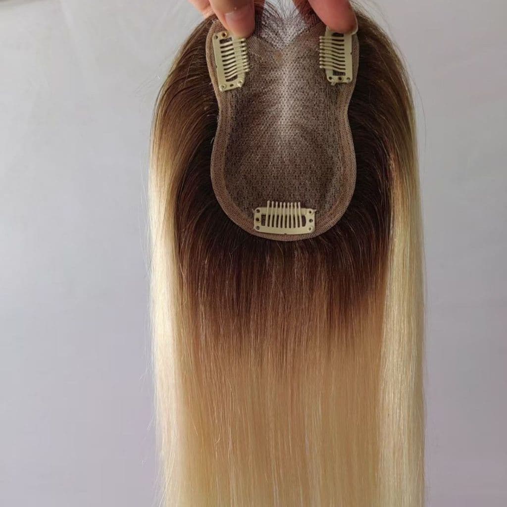 Artigo decorativo de Cabelo Base Renda 8×11cm,Cabelo Humano Marrom, Clipe, Personalização 10 dias 30cm