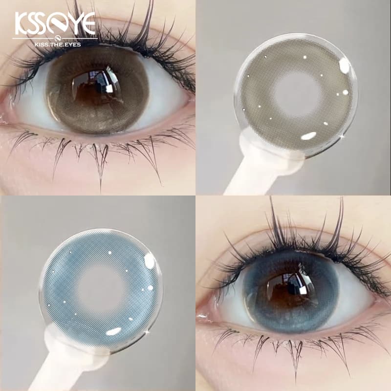 Lente KSSEYE De Contato Azul/Marrom 14.5mm Grande Diâmetro Uso Em 1 Dia Lentes Sem Bordas Naturais Softlens 40 %