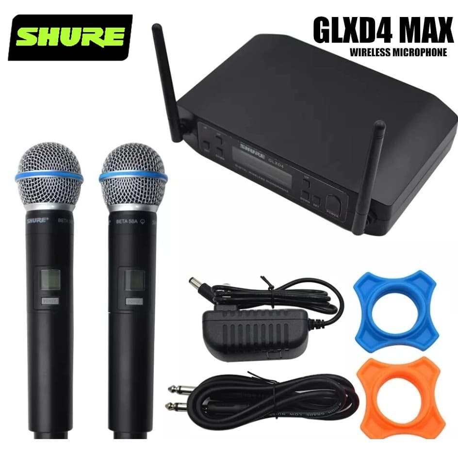 Microfone Sem Fio Profissional UHF original Shure GLXD4 , De Karaokê , De 2 Canais