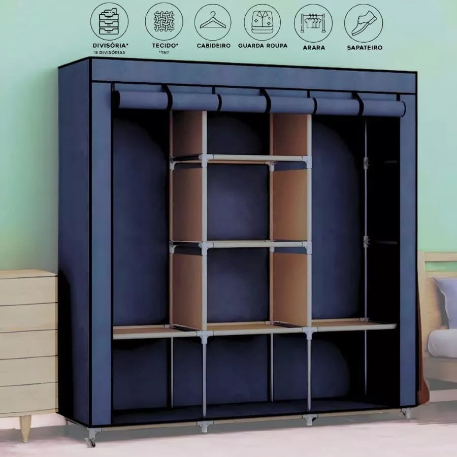 Guarda Roupa Portátil Desmontável Organizador Prático Casal