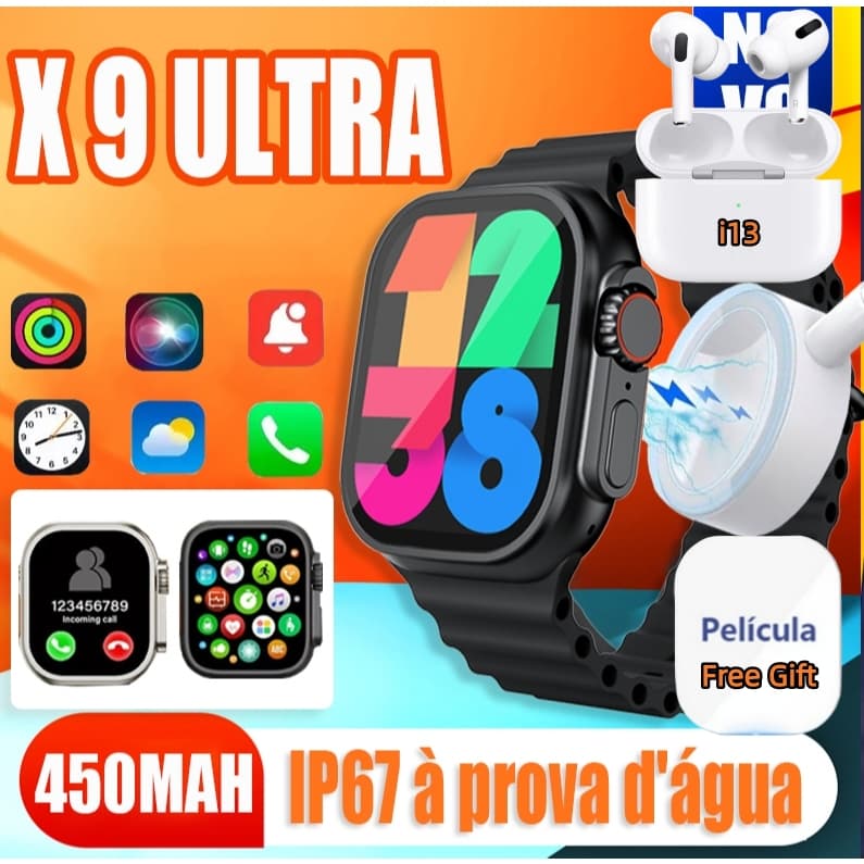 【Enviar i12/i13🎧】Conexão T55 Pro Max/X9 Ultra3-Bluetooth , Teste De Frequência Cardíaca , Modo Esportivo