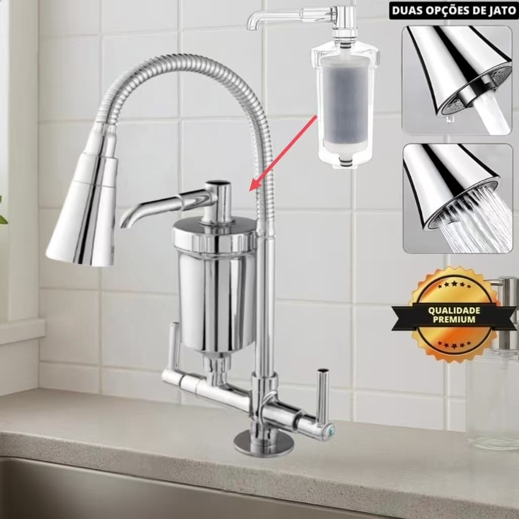 Torneira Abs Filtro Cozinha 1/4 De Volta Gourmet Mesa ABS Com Refil