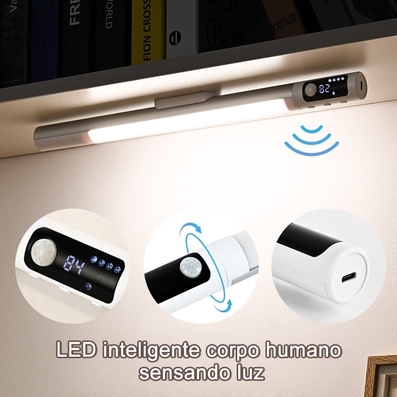 Lâmpada LED regulável em 3 cores, lâmpada com sensor de movimento recarregável por USB, adequada para cozinha e sala