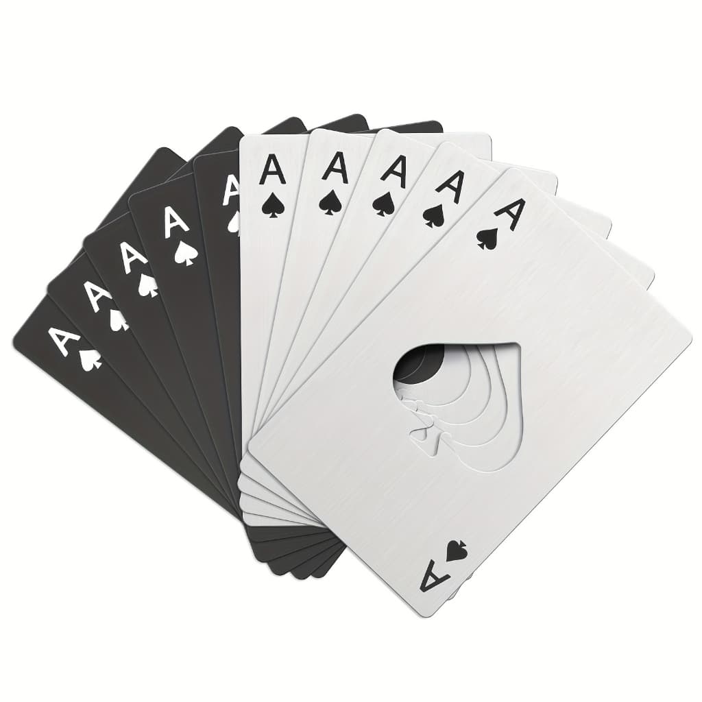 Kit 10/20/30 Abridor de Garrafa Formato Carta De Baralho As De Espadas Aco Inox