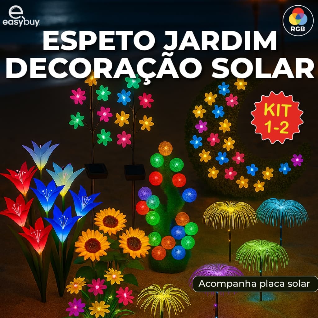 Espeto Jardim Solar RGB Acompanha Placa Solar A Prova dágua para Ambientes Externos Diversos Modelos