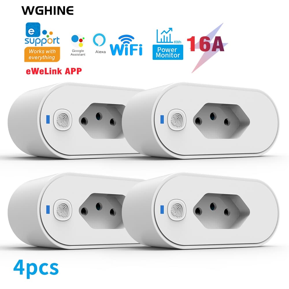 16A Tomada Inteligente Adaptador Wifi eWeLink App control Alexa Google Home Controle vioce