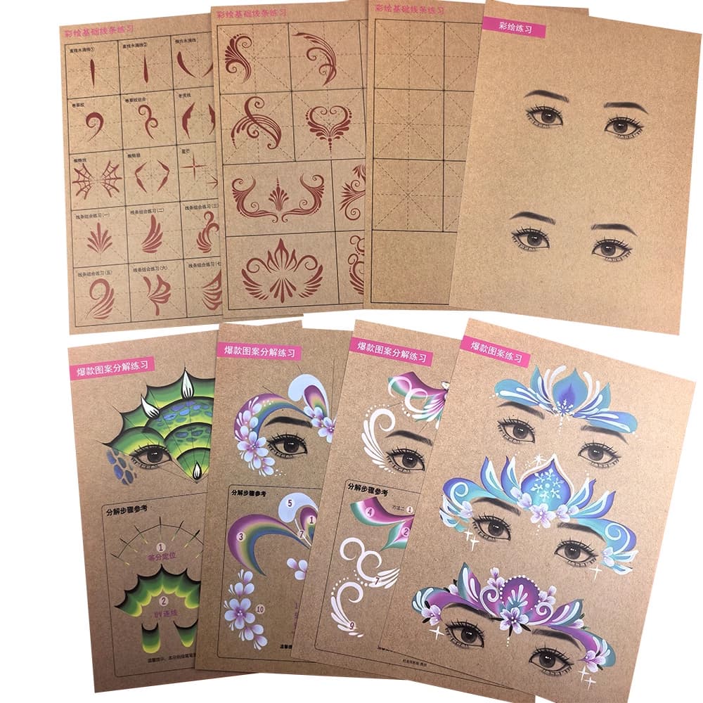 Modelo De Prática De Pintura Padrão Decomposição Lavável E Reutilizável Placa Facial Para De Arte Corporal
