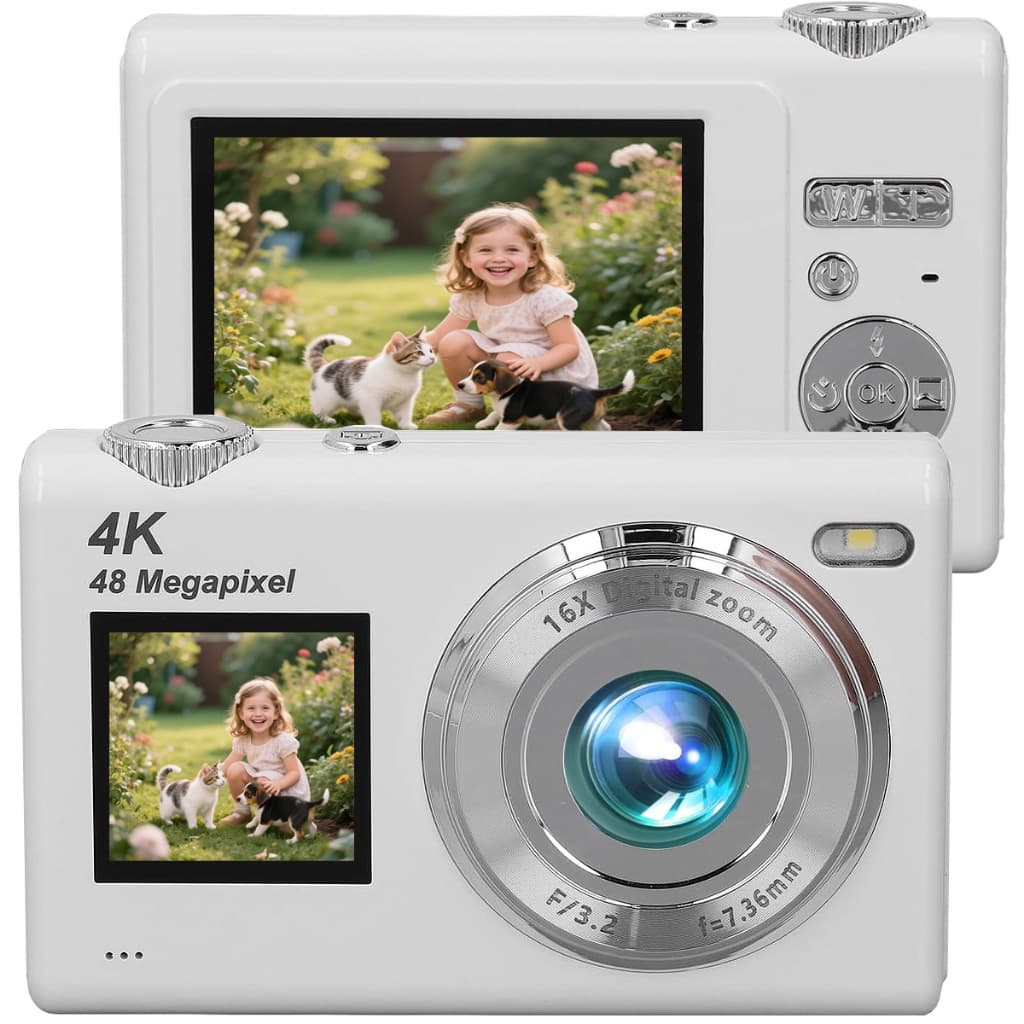 Câmera Digital De Vídeo TASSOS 4K Com Telas Duplas/Tela HD De 2.8 Polegadas E Foco Automático , Portátil