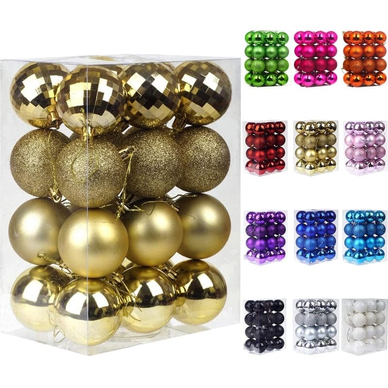 Kit 24 Bolas De Natal Ornamentos Para Árvore-Decorações De Inquebráveis Bola Pendurada Casamento No Feriado bestseller