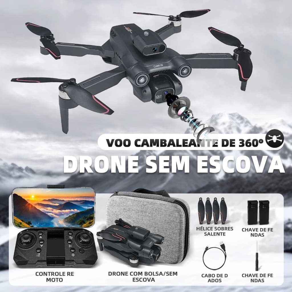 LSRC Mini Drone Motor Sem Escova Câmera Dupla 4K Cabeça Para Evitar Obstáculos Versão S1S Com 2 Baterias