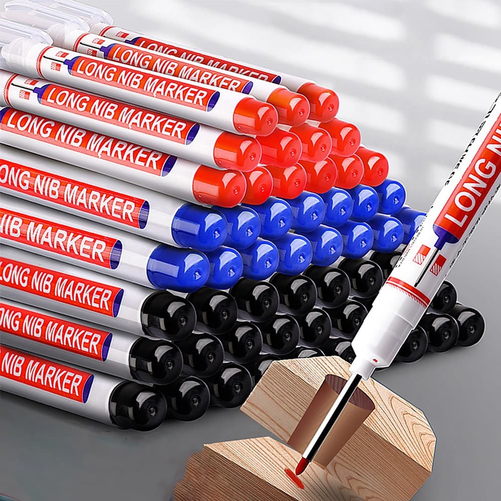 6 Pçs/Set 20mm Buraco Profundo Longo Nib Cabeça Marcadores Para Metal Perfuração Caneta À Prova Dwaterproof Água Banheir