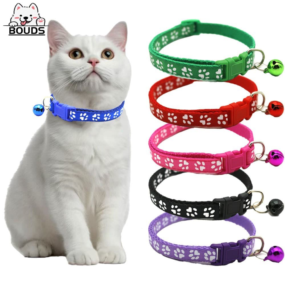 Colar para Cães e Gatos Ajustável com Campanha, Colar de Nylon para Raças Pequenas, Poodle
