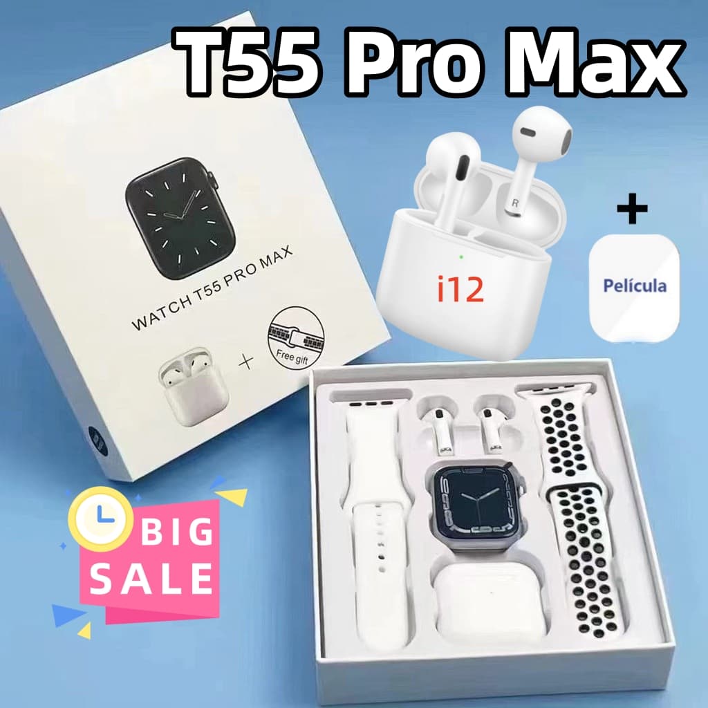 🔥Smartwatch Smart Watch T55 Pro Max With Headphones Set Hot Sale 2 Straps Called Bluetooth Pape