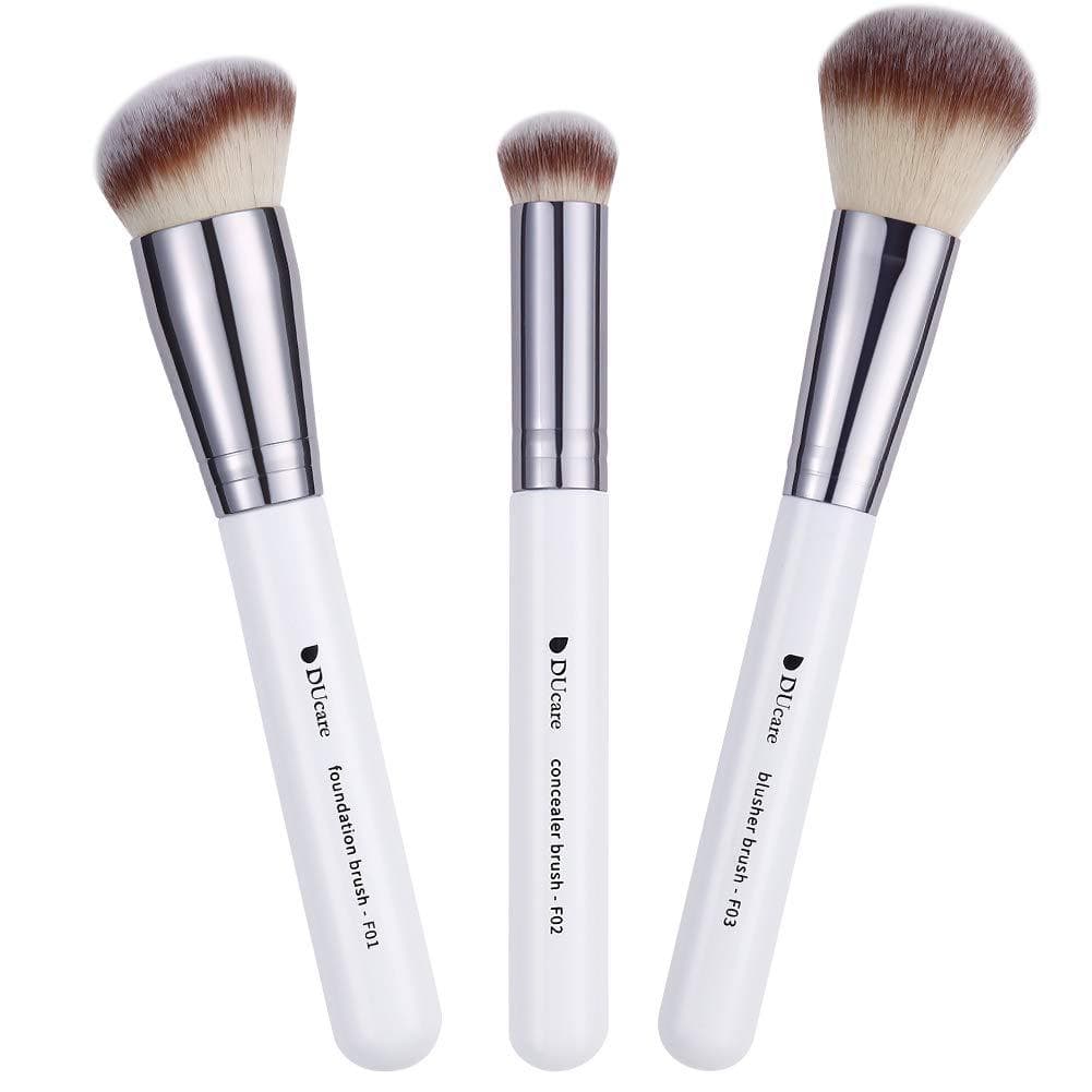 DUcare 3 Unidades Conjunto De Pincéis Base Contorno Corretivo Pincel Blush Líquido Mistura De Maquiagem