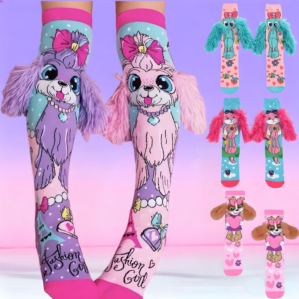 Meias Cachorro Com Orelhas Infantil Cano Alto Desenho Animado 3D Para Party Meia Cosplay
