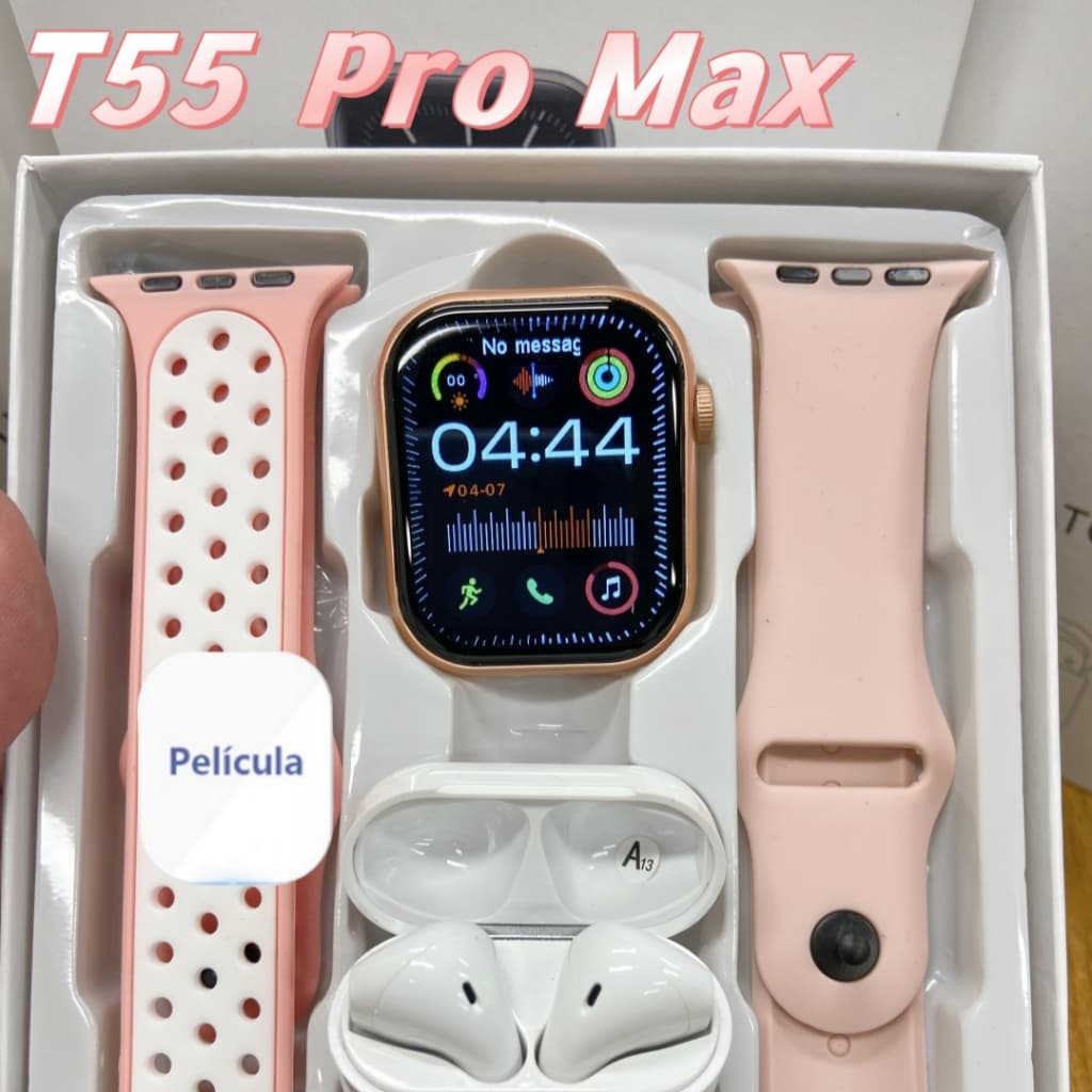 Película Protetora E Fones De Ouvido Para Presente T55 Pro Max , Conectividade Bluetooth , Controle De Toque Inteligente
