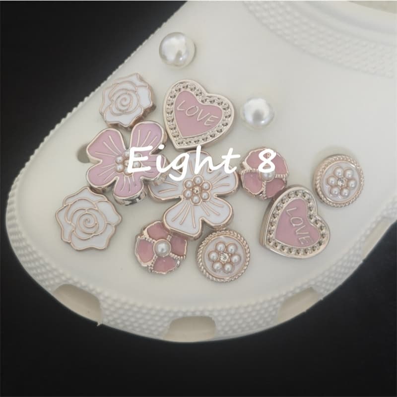 12 Pçs/set Camélia Flores Sapato Fivela Acessórios Em Forma De Coração Desings Encantos Botão DIY Para Mulheres Sapatos