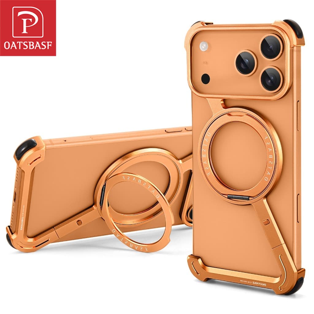 OATSBASF Capa De Telefone Com Dissipação De Calor Sem Bordas Suporte Giratório Magnético Para iPhone 17/16/15/14 Pro Max