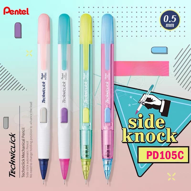 1 Pcs Japão Pentel TECHNICLICK PD105T Lápis Mecânico De Pressão Lateral 0.5mm